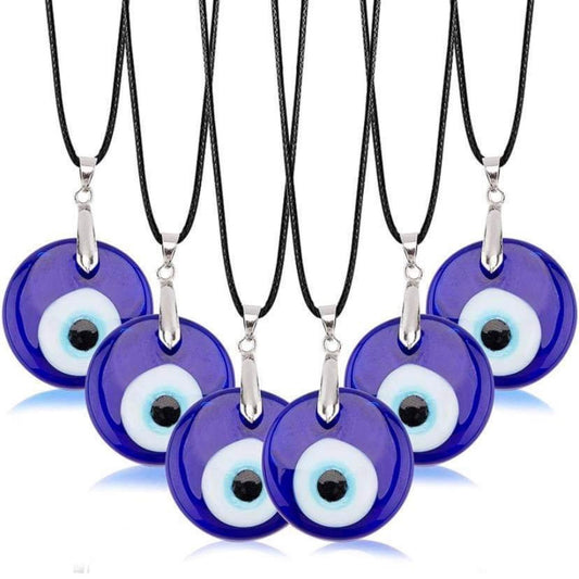 Evil Eye Necklace Turkish Blue Glass Leather Rope Evil Eye Necklace for Luck & Protection Jewelry